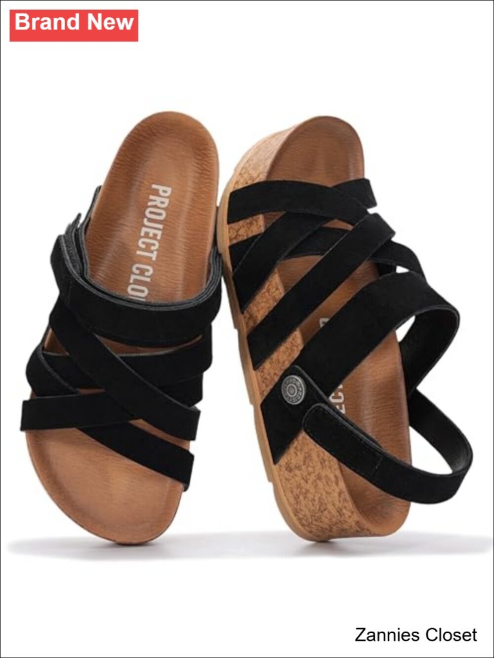 ✨ Genuine Leather Platform Sandals Adjustable Strappy Open Toe Slip On Dressy
